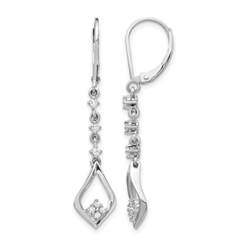 14k White Gold 1/5 carat Lab Grown Diamond VS/SI+ G+ Complete Dangle Leverback Earrings - Birthstone Company