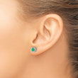 14K White Gold Lab Grown Diamond and Cr Emerald Square Halo Earrings