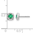 14k White Gold 1/5 carat Lab Grown Diamond VS/SI+ G+ and Created Emerald Complete Square Halo Post Earrings - Birthstone Company