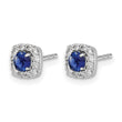 14k White Gold 1/5 carat Lab Grown Diamond VS/SI+ G+ and Created Sapphire Complete Square Halo Post Earrings - Birthstone Company
