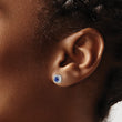 14k White Gold 1/5 carat Lab Grown Diamond VS/SI+ G+ and Created Sapphire Complete Square Halo Post Earrings - Birthstone Company