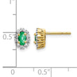 14k 1/5 carat Lab Grown Diamond VS/SI+ G+ and Oval Created Emerald Complete Halo Post Earrings - Birthstone Company