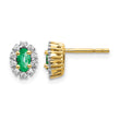 14k 1/5 carat Lab Grown Diamond VS/SI+ G+ and Oval Created Emerald Complete Halo Post Earrings - Birthstone Company