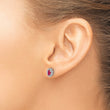 10k White Gold Diamond and Ruby Oval Halo Earrings - Birthstone Company