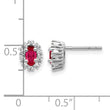 10k White Gold Diamond and Ruby Oval Halo Earrings - Birthstone Company