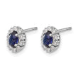 10k White Gold Diamond and Sapphire Oval Halo Earrings - Birthstone Company