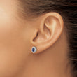 10k White Gold Diamond and Sapphire Oval Halo Earrings - Birthstone Company