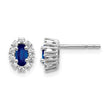 10k White Gold Diamond and Sapphire Oval Halo Earrings - Birthstone Company