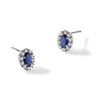 10k White Gold Diamond and Sapphire Oval Halo Earrings - Birthstone Company