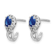 10k White Gold Diamond and Sapphire J Hoop Post Earrings - Birthstone Company