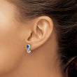 10k White Gold Diamond and Sapphire J Hoop Post Earrings - Birthstone Company