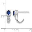 10k White Gold Diamond and Sapphire J Hoop Post Earrings - Birthstone Company