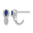 10k White Gold Diamond and Sapphire J Hoop Post Earrings - Birthstone Company