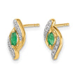 10k 1/15Ct Diamond and Emerald Earrings - Birthstone Company