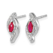 10k White Gold Diamond and Ruby Earrings - Birthstone Company