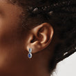 14K White Gold Lab Grown Diamond and Created  Sapphire Post Earrings