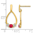 14k 1/4 carat Lab Grown Diamond VS/SI+ G+ and Created Ruby Complete Dangle Teardrop Post Earrings - Birthstone Company