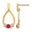 14k 1/4 carat Lab Grown Diamond VS/SI+ G+ and Created Ruby Complete Dangle Teardrop Post Earrings - Birthstone Company