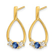 14k 1/3 carat Lab Grown Diamond VS/SI+ G+ and Created Sapphire Complete Dangle Teardrop Earrings - Birthstone Company