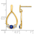 14k 1/3 carat Lab Grown Diamond VS/SI+ G+ and Created Sapphire Complete Dangle Teardrop Earrings - Birthstone Company