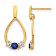 14k 1/3 carat Lab Grown Diamond VS/SI+ G+ and Created Sapphire Complete Dangle Teardrop Earrings - Birthstone Company