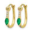 10k 1/20ct Diamond and Emerald Hinged Hoop Earrings - Birthstone Company