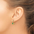 10k 1/20ct Diamond and Emerald Hinged Hoop Earrings - Birthstone Company
