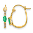 10k 1/20ct Diamond and Emerald Hinged Hoop Earrings - Birthstone Company