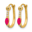 10k 1/20ct Diamond and Ruby Hinged Hoop Earrings - Birthstone Company