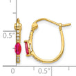 10k 1/20ct Diamond and Ruby Hinged Hoop Earrings - Birthstone Company