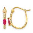 10k 1/20ct Diamond and Ruby Hinged Hoop Earrings - Birthstone Company