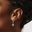14K White Gold Lab Grown Diamond and Cr Emerald Leverback Earrings