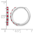 14k White Gold 1/5 carat Lab Grown Diamond VS/SI+ G+ and Created Ruby Complete Hinged Hoop Earrings - Birthstone Company