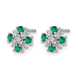 14k White Gold .01 carat Lab Grown Diamond VS/SI+ G+ and Created Emerald Complete Fashion Post Earrings - Birthstone Company
