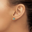 14k White Gold .01 carat Lab Grown Diamond VS/SI+ G+ and Created Emerald Complete Fashion Post Earrings - Birthstone Company