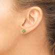 14K Lab Grown Diamond and Created Emerald Post Earrings