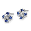 14K White Gold Lab Grown Diamond and Bl Created Sapphire Post Earrings