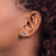 14K White Gold Lab Grown Diamond and Bl Created Sapphire Post Earrings