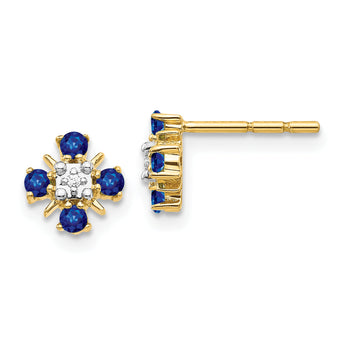 14K Lab Grown Diamond and Bl Created Sapphire Post Earrings
