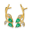 10k Diamond and Pear Emerald Floral Post Earrings - Birthstone Company
