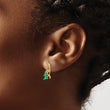 10k Diamond and Pear Emerald Floral Post Earrings - Birthstone Company