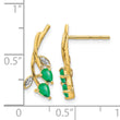 10k Diamond and Pear Emerald Floral Post Earrings - Birthstone Company