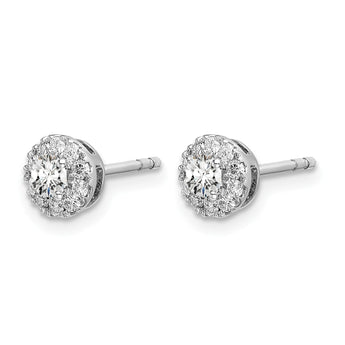 14k White Gold 1/2 carat Lab Grown Diamond VS/SI+ G+ Round Halo Post Earrings 6.05 in - Birthstone Company