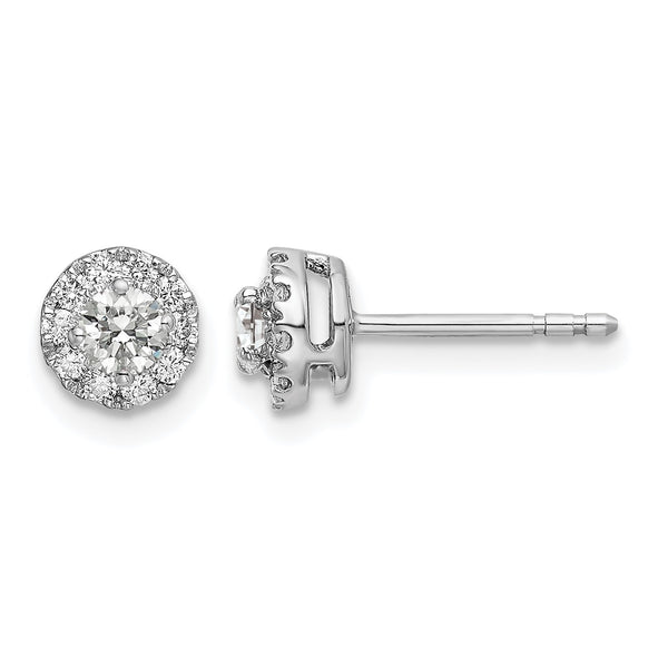 14k White Gold 1/2 carat Lab Grown Diamond VS/SI+ G+ Round Halo Post Earrings 6.05 in - Birthstone Company