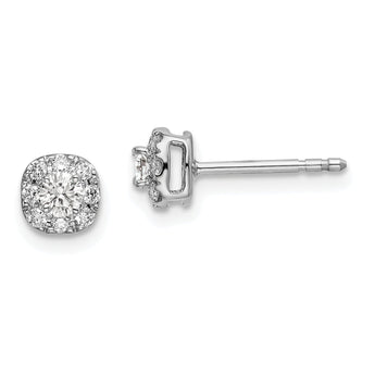 14k White Gold 1/3 carat Lab Grown Diamond VS/SI+ G+ Complete Cushion Halo Post Earrings