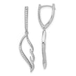 14k White Gold Diamond Wing Hinged Hoop Dangle Earrings
