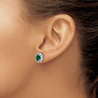 14k White Gold 1 1/5 carat Lab Grown Diamond VS/SI+ G+ and Oval Created Emerald Complete Halo Post Earrings - Birthstone Company