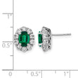 14k White Gold 1 1/5 carat Lab Grown Diamond VS/SI+ G+ and Oval Created Emerald Complete Halo Post Earrings - Birthstone Company