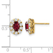14k 3/4 carat Lab Grown Diamond VS/SI+ G+ and Oval Created Ruby Complete Halo Post Earrings - Birthstone Company