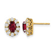 14k 3/4 carat Lab Grown Diamond VS/SI+ G+ and Oval Created Ruby Complete Halo Post Earrings - Birthstone Company